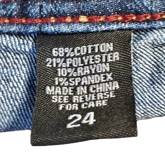 Ariya Jeans Distressed Cutoff Jean Shorts Bermuda Embroidered Pockets Womens 24‎ - Picture 5 of 7